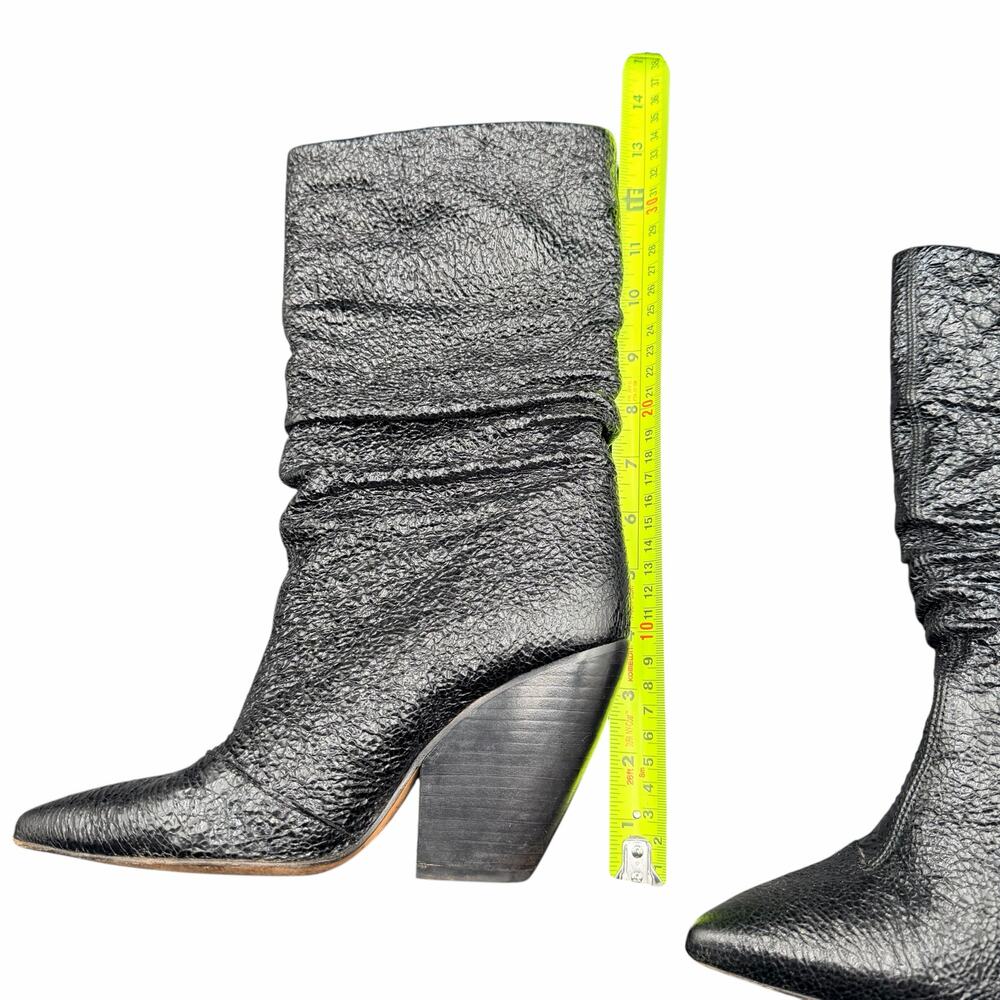 IRO Elektro Metallic Black Leather Slouch Cone Heel Boots Size 36 us 6 - Picture 8 of 15